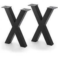 ALLCOS - Ensemble de 2 pieds de table basse et de banc en métal en forme de X, robustes, 16 pouces, couleur noire