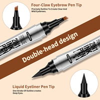 WAKEANGEL Stylo Eyeliner Liquide Double Pointe pour Sourcils, Anti-Bavures, Design Réaliste à Quatre Pointes, Imperméable