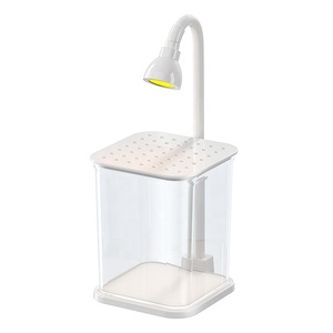 Pecera de Escritorio JSD para Peces Betta con Visión de 360 Grados °   <span class=keywords><strong>Acuario</strong></span> Pequeño de Sobremesa con Luz <span class=keywords><strong>LED</strong></span> Cálida Flexible, Tapa Antisalto Transparente AS Mini - Product Image 6