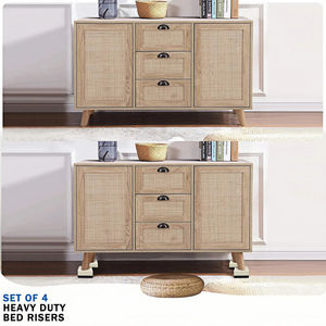 Lot de 4 rehausseurs de meubles de lit 4 pouces, élévateurs de meubles robustes en hauteurs de 1.5, 3 ou 4 pouces, blocs carrés réglables - Product Image 4