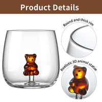 Gobelet en verre transparent en forme d'ours en peluche 3D adorable et résistant à la chaleur, pour café glacé, thé, soda