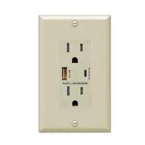 Wholesale FTR15QC 20 watt 125 volt ivory pd fast charge tr tamper resistant wall outlet sockets with usb type ac ports