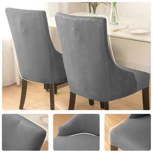 Soild Kleur Wasbare Eetkamerstoel Hoes Fluwelen Elastische <span class=keywords><strong>Wingback</strong></span> Stoel Hoes Hoge Rug Schuine Fauteuils Hoes Voor Interieur - Product Image 4