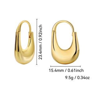 Pendientes de Aro en Forma de U, Elegantes, Minimalistas, Lisos, Modernos, Unisex, de Latón Chapado en Oro, Retro, Versátiles, Geométricos, para Fiesta - Product Image 6