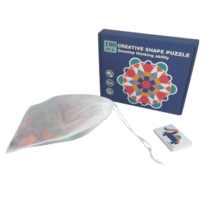 Montessori 180 PCS ghép hình Tangram câu đố đầy màu sắc đồ chơi bằng gỗ cho trẻ em để phát triển tư duy sáng tạo mô hình đồ chơi - Product Image 3