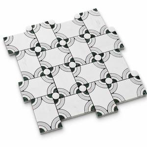 Mosaïque de carreaux en marbre blanc et vert, carrée, émaillée, résistante à l'eau, écologique, design moderne pour salle de bain, hôtel, chambre à coucher, décoration murale intérieure - Product Image 2