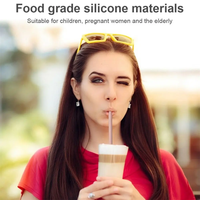 Articles de cuisine de fête Paille à pression réutilisable détachable pour boire sans BPA Pailles en silicone