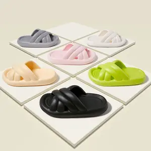 Soft Bathroom Shower EVA Summer Beach Fashion Slippers For Women Men Non-Slide With 4cm Thickness Sole