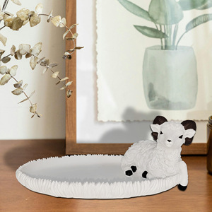 Decorazione per la casa moderna fatta a mano statua di agnello in oro personalizzato ciondolo vassoio di gioielli ornamento in resina realistica di pecora vassoio decorativo - Product Image 4