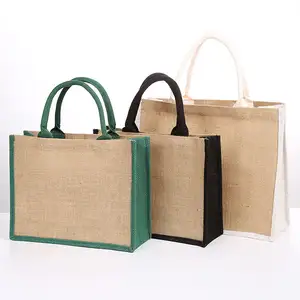 New Arrival Custom Logo Shopping Jute Gunny Bags Manufacturer Burlap Tote Bags Linen Bags Recyclable Eco-Friendly