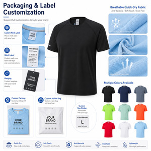 Custom Logo T-shirt 180g High <b>Stretch</b> 13% Spandex Quick Dry Performance Gym Wear Raglan Sleeve Running Tee Private Label OEM - Product Image 6