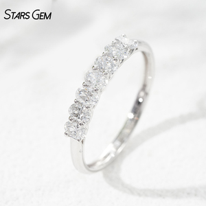 Starsgem Seven-Stone Lab Grown <b>Diamond</b> Unisex Anniversary <b>Ring</b> 0.61ct Oval Cut E VS 18K Solid Gold Rhodium Plated Classic - Product Image 1