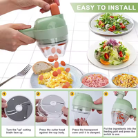 Ensemble multifonctionnel 4 en 1 Coupe-légumes électrique portable Mini trancheur et hachoir pour la cuisine Éplucheur sans fil