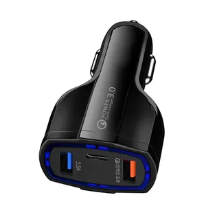 נייד OEM USB מטען לרכב קידום מכירות QC3.0 מהיר כפולה יציאת מהיר טעינת LED USB-C רכב מתאם עם סוג C יציאת