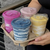 16 Vasos Desechables Transparentes de PET de 24 oz con Tapas, Personalizados con Impresión, para Smoothies, Vasos de Plástico para Batidos