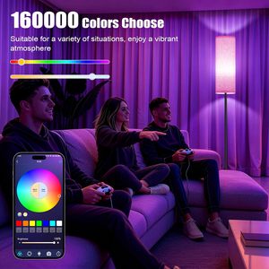 <b>Floor</b> <b>Lamp</b> Led With Remote And App Control Color Changing Adjustable Height Matte Finish Metal <b>Base</b> E26 220V - Product Image 2