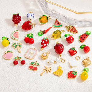 Colgantes con Forma de Fruta para la Creación de Joyería DIY |   Cherry, sandía, fresa, piña, plátano, coco, etc. chapados en oro de 18 quilates con PVD - Product Image 2