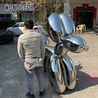 WONDECOR Grande sculpture extérieure abstraite en acier inoxydable chien ballon en métal