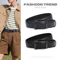 Ceinture en cuir automatique pour homme LIEBER, boucle carrée en alliage, 3,5 cm, texture cuir de vachette, décontractée et haut de gamme, directement de l'usine