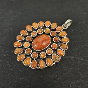 Pendentif turquoise huître en argent sterling 925 fait à la main déclaration bohème pierre précieuse plaqué or idée cadeau New Age - Product Image 3