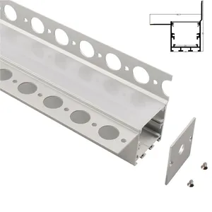 Insert Plaster In 3535D LED Light Strip Housing Diffuser Flange Industrial Aluminium Channel Profile for Drywall Ceiling Cabinet