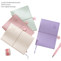 Macaron PU-Leder Hardcover Notizbuch mit austauschbarem Einband 32K Sakura Kawaii Notizbücher Bestseller Etsy Ins TK FB Tagebuch Journal