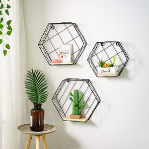 Decoraciones de Habitación de <span class=keywords><strong>Estilo</strong></span> <span class=keywords><strong>Nórdico</strong></span>, Rejilla Hexagonal de Hierro, Estante para Dormitorio, Sala de Estar, Adornos de Pared - Product Image 5