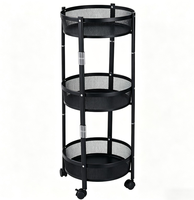 Étagère de rangement pliable à trois niveaux en métal pour cuisine, chariot à collations en acier pour usage domestique avec emballage en boîte, support pour fruits et légumes