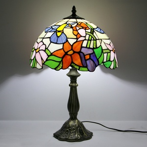 LongHuiJing 12 Inch European Mediterranean Stained Glass LED Eco-Friendly Dome Table Lamp AC Multicolored Reading <b>Light</b> Living - Product Image 1