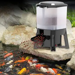 Electric Fish Food Dispenser, 6L Solar Automatic Fish Feeder with LCD Display and Smart Timer