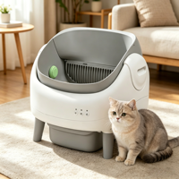 Nouvelle litière automatique intelligente pour chat avec grande capacité, entièrement automatique, en plastique ABS, contrôlable par application