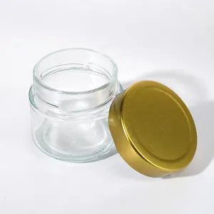 Barattolo di miele in vetro a bocca larga con lato dritto vuoto di alta qualità 250G 500G 750G 16Oz con coperchio profondo