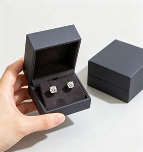 Minimalist Design Earring Hinged Box Custom Logo Branded Jewelry Packaging Case Velvet Earrings Holder Factory Wholesale Price - Product Image 5