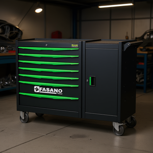 Armoire à outils roulante Fasano Tools à 7 tiroirs avec porte et roulettes pour la réparation automobile - Product Image 3