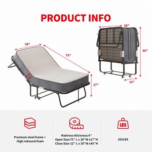 Hot bán tốt nhất người bán 5 "Bộ nhớ bọt Nệm xách tay lokable bánh xe Khung kim loại gấp giường - Product Image 5