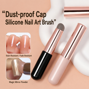 Portable Silicone Nail Art Brush with Dust Proof <b>Cap</b> Multifunctional Gradient Effect Tool for Magic Mirror Chrome Powder Nail - Product Image 1