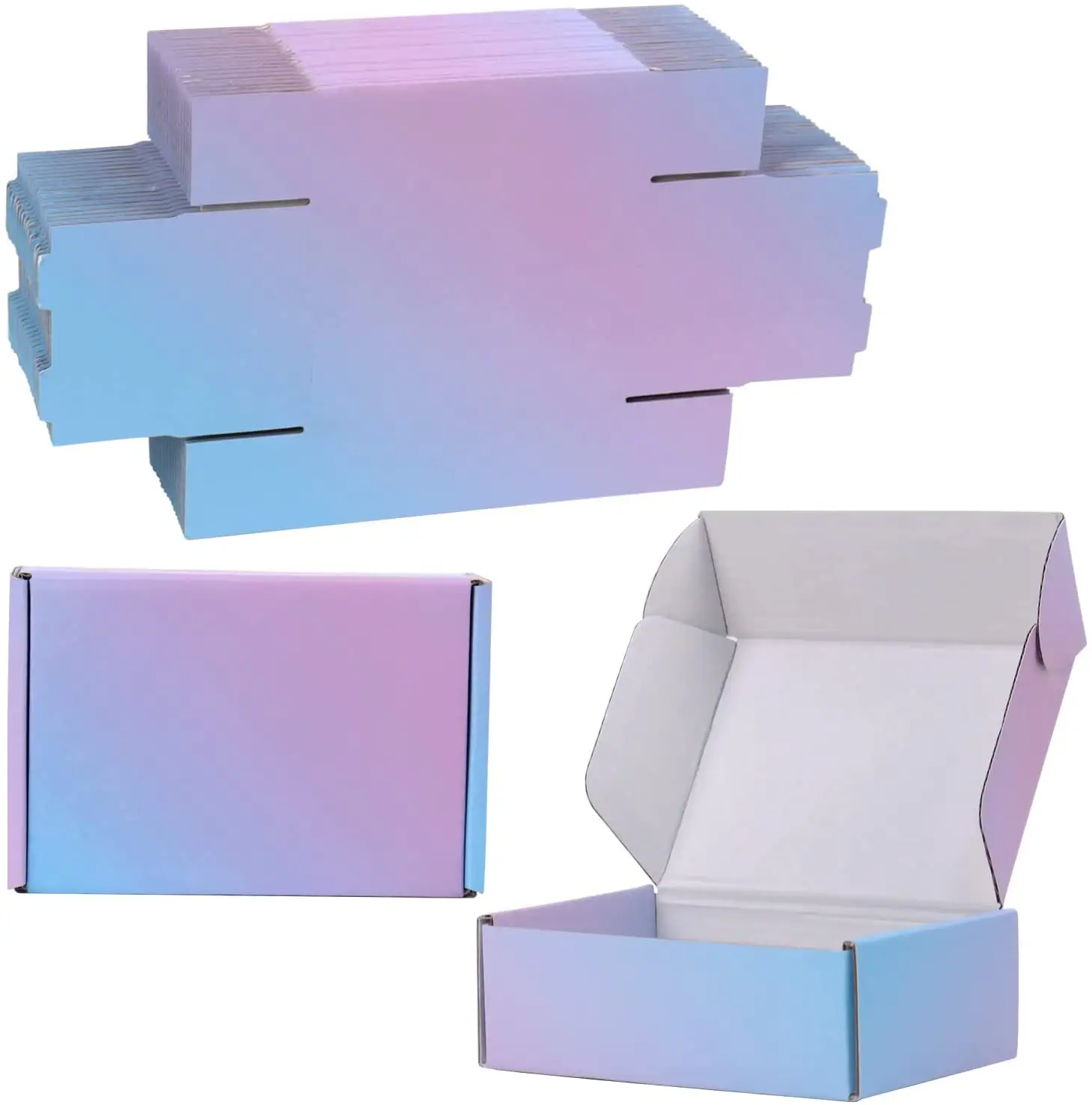 6x4x2 인치 다채로운 물결 모양 우송 상자 30 팩 작은 마분지 포장 상자 우송자 선물 그라디언트 주문 인쇄