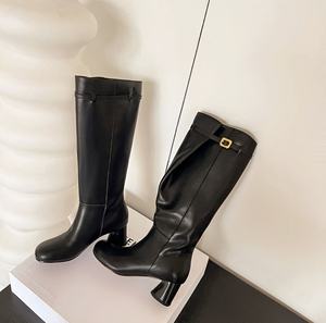 Designer Cow Leather Women's Chelsea Boots with Pointed Zipper Closure Height Increased Autumn Winter Western Shoes - Product Image 1