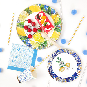Vajilla al por Mayor con Temática de Limón DAMAI, Artículos para Fiestas, Servilletas de Papel para Fiestas de Cumpleaños Infantiles, Vasos, Platos, Vajilla para la Cena - Product Image 2