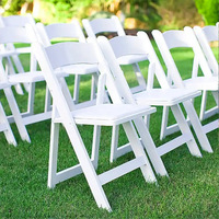 Chaise pliante en résine MULIGNA pour événements, blanche, portable, pour jardin, terrasse, salle à manger, Wimbledon, idéale pour les fêtes en extérieur