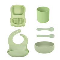 Nouveau produit pour bébé en gros : Ensemble de 9 pièces en silicone pour l'alimentation des nouveau-nés, kit cadeau assiette et tasse, fournitures pour bébés et enfants