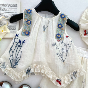 Completo Estivo 2026 per <span class=keywords><strong>Bambina</strong></span>: Top Senza Maniche e Pantaloncini con Fiocco, Set Due Pezzi alla Moda - Product Image 4