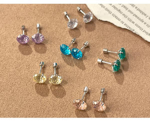 Pendientes de Plata de Ley S999 con Circonitas Cúbicas de Colores en Corte Fuegos Artificiales, Joyería de Moda con Corte Hielo para Mujer - Product Image 2