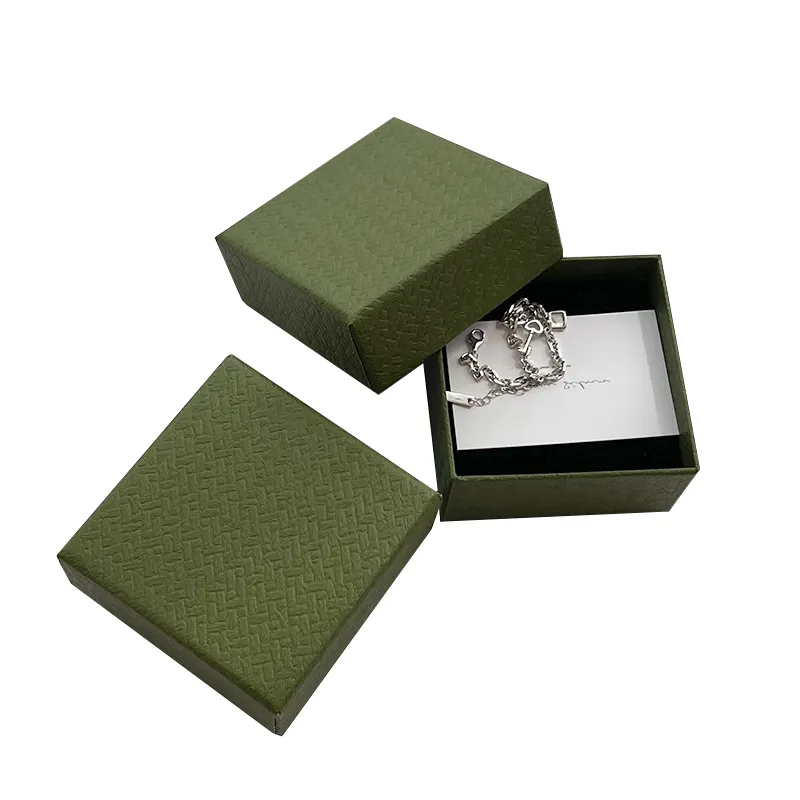 Изготовленный на заказ логотип Темно-Зеленый персонализированные купить ювелирные изделия бумажные коробки для браслета кольцо подарочная упаковка коробка ювелирных изделий