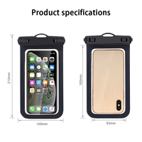 Multi-Color Universal Outdoor Sports IPX8 Waterproof Mobile Phone Bags With Hanging Rope Fit for Within 6.5 Inch Smartphone