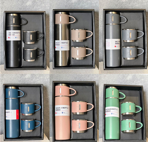 Ensemble cadeau de thermos de 500 ml en acier inoxydable 304, 1 bouteille avec 3 tasses, cadeau d'affaires, thermos avec boîte cadeau de luxe - Product Image 6