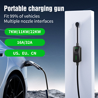 CALION EV-C01A Nuevo Cargador EV Portátil Tipo 1/2 de 32A CA 220-240V con Pantalla LED, IP54 Impermeable, Certificado RFID/APP/ETL/FCC para el Hogar