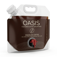 Pochette de café verticale de 2 L avec valve à bec verseur pour concentré d'espresso, café infusé à froid et café prêt à boire