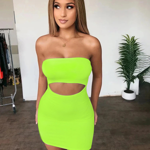 Vestido de fiesta de dos piezas ahuecado para mujer, conjunto de falda de dos piezas con eslogan, falda ajustada, conjunto de top corto y falda - Product Image 2