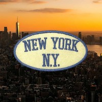 Patch brodé en PVC sur toile à coudre avec inscription New York en lettres épaisses